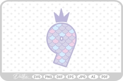 Mermaid Scale Number 9 Nine SVG PNG DXF Product Image 1