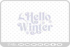 Hello Winter Christmas Quote Reindeer Snow Santa SVG PNG DXF Product Image 1
