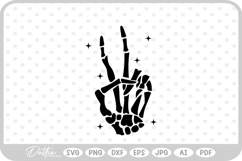 Peace Skeleton Halloween Spooky Season Autumn SVG PNG DXF Product Image 1
