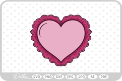 Ruffle Frilly Heart Frame Border SVG PNG DXF Product Image 1