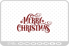 Merry Happy Christmas Script Text Snowflake SVG PNG DXF Product Image 1