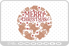 Gingerbread Circle Wreath Border Frame Christmas SVG PNG DXF Product Image 1