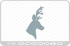 Stag Deer Reindeer Head Shape Silhouette SVG PNG DXF Product Image 1