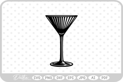 Ribbed Cocktail Martini Glass SVG PNG DXF Product Image 1