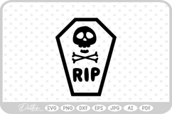 Coffin Skull Cross Halloween Spooky Autumn Fall SVG PNG DXF Product Image 1