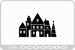 Christmas Town Festive Scene Houses Land SVG PNG DXF Product Image 1