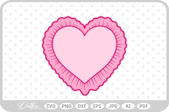 Ruffle Frilly Heart Frame Border SVG PNG DXF Product Image 1