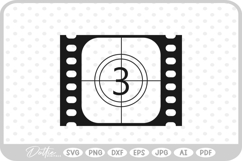 Number 3 Film Movie Reel Tape SVG PNG DXF Product Image 1