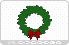 Festive Christmas Wreath Bow Bells Winter SVG PNG DXF Product Image 1