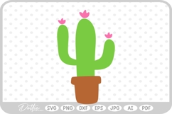 Cactus Tree Flower Spikes Desert Nature Plant SVG PNG DXF Product Image 1