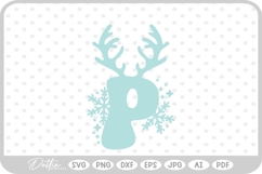 P Festive Christmas Alphabet Letter Antler Santa SVG PNG DXF Product Image 1