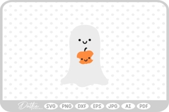 Ghost Holding Pumpkin Halloween SVG PNG DXF Product Image 1
