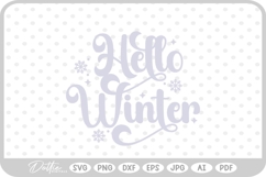 Hello Winter Christmas Quote Reindeer Snow Santa SVG PNG DXF Product Image 1