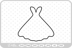 Wedding Dress Outline SVG PNG DXF Product Image 1