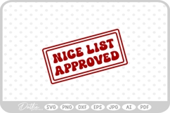 Nice List Approved Christmas Santa Gift Sticker Stamp SVG Product Image 1
