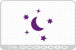 Moon with Stars SVG PNG DXF Product Image 1
