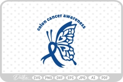 Colon Cancer Awareness Ribbon Survivor Butterfly SVG Product Image 1