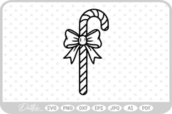 Candy Cane Christmas Gift Bow Food SVG PNG DXF Product Image 1