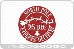 North Pole Christmas Stamp Sticker Postal Package SVG PNG Product Image 1