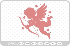 Cupid With Bow And Arrow Hearts Valentine&#039;s Day SVG PNG DXF Product Image 1