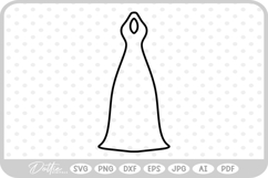 Wedding Dress Outline SVG PNG DXF Product Image 1