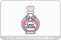 Love Potion Heart Shaped Bottle Valentine's Day SVG PNG DXF Product Image 1