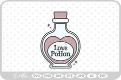 Love Potion Heart Shaped Bottle Valentine's Day SVG PNG DXF Product Image 1