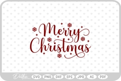 Merry Christmas Script Text Snowflake SVG PNG DXF Product Image 1