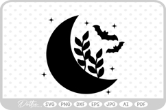 Moon Bat Halloween Spooky Season Autumn SVG PNG DXF Product Image 1