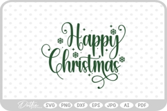 Merry Happy Christmas Script Text Snowflake SVG PNG DXF Product Image 1
