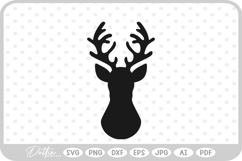 Stag Deer Reindeer Head Shape Silhouette Christmas SVG PNG Product Image 1