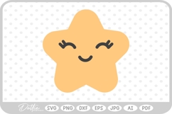 Cute Face Star Shooting Shape Sky Night Space SVG PNG DXF Product Image 1