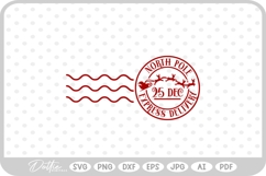 North Pole Christmas Stamp Sticker Postal Package SVG PNG Product Image 1