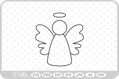 Angel Outline Hand Drawn Christmas SVG PNG DXF Product Image 1