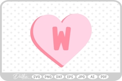 W Candy Heart Shape Letter SVG PNG DXF Product Image 1