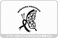 Melanoma Cancer Awareness Ribbon Survivor Butterfly SVG Product Image 1
