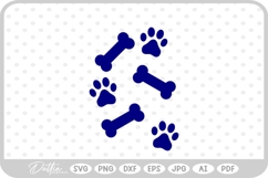 Dog Paw Print and Bones SVG PNG DXF Product Image 1