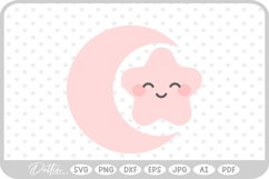Cute Face Star Shooting Shape Sky Night Space SVG PNG DXF Product Image 1