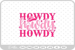 Howdy Pink Hat Boot Cowgirl Quote SVG PNG DXF Product Image 1