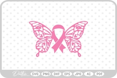 Butterfly Cancer Awareness Ribbon Breast SVG PNG DXF Product Image 1
