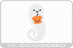 Ghost Holding Pumpkin Halloween SVG PNG DXF Product Image 1