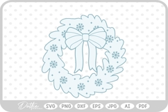 Festive Christmas Wreath Bow Bells Winter SVG PNG DXF Product Image 1