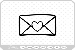 Love Letter Heart Envelope Heart Stamp Doodle SVG PNG DXF Product Image 1