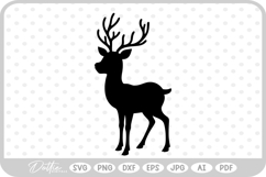 Stag Deer Reindeer Shape Silhouette Christmas SVG PNG DXF Product Image 1