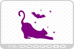 Witch Bat Cat Halloween Spooky Season Autumn SVG PNG DXF Product Image 1