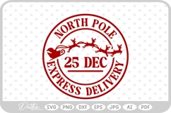 North Pole Christmas Stamp Sticker Postal Package SVG PNG Product Image 1
