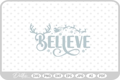 Believe Santa Christmas Winter Quote Text Script SVG PNG DXF Product Image 1