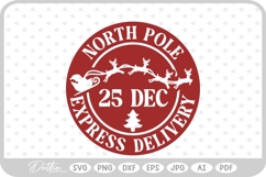 North Pole Christmas Stamp Sticker Postal Package SVG PNG Product Image 1