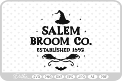 Salem Broom Co. 1962 Witch Halloween Hat Broom SVG PNG DXF Product Image 1