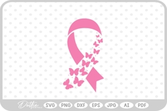 Butterfly Cancer Awareness Ribbon Survivor Breast SVG PNG Product Image 1